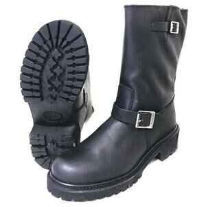 Climate Heavy Duty Leather Engineer Motorcycle Steel Toe Boots in Black, Size 10